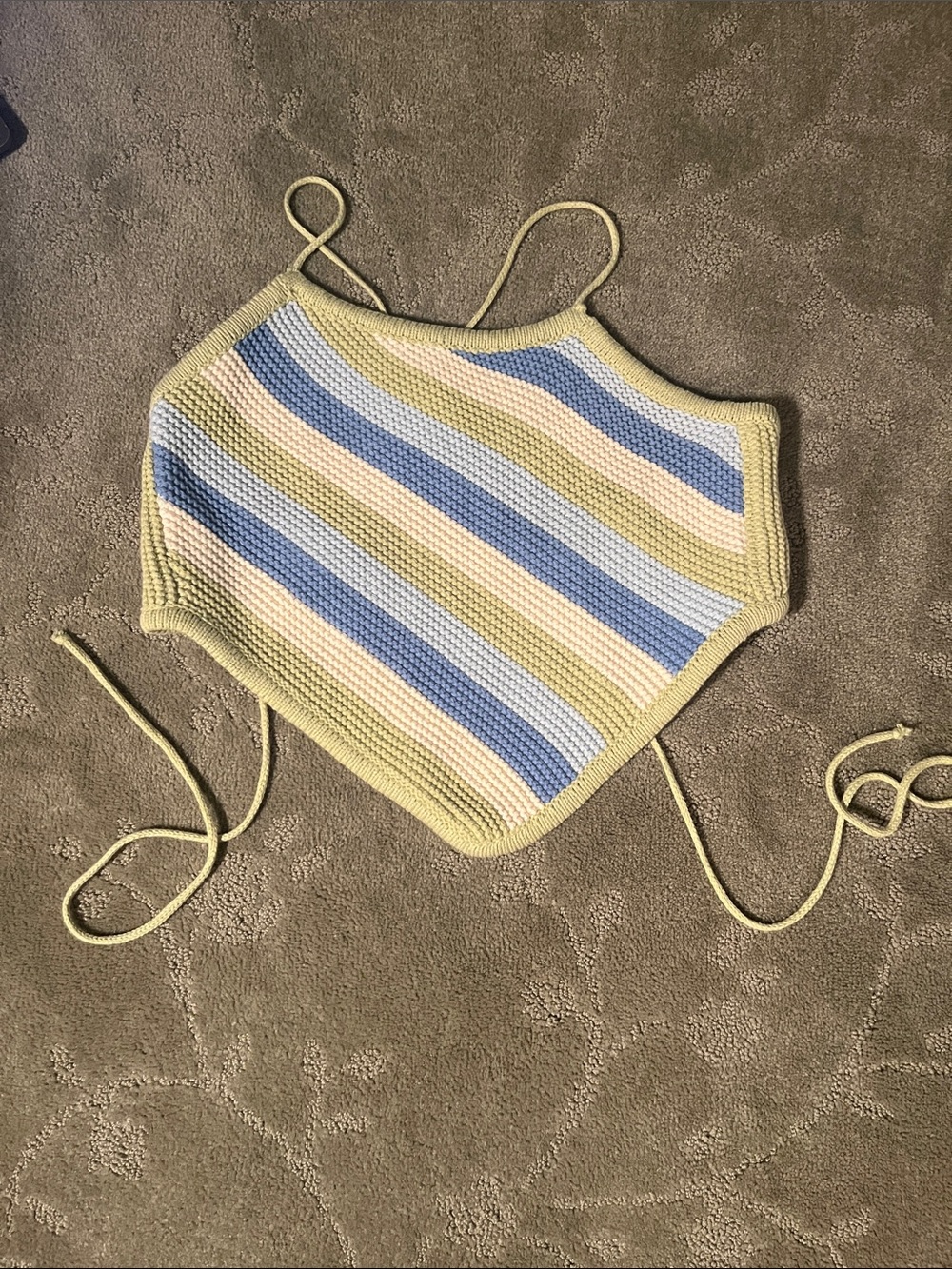Le Lis Striped Crochet Halter Top